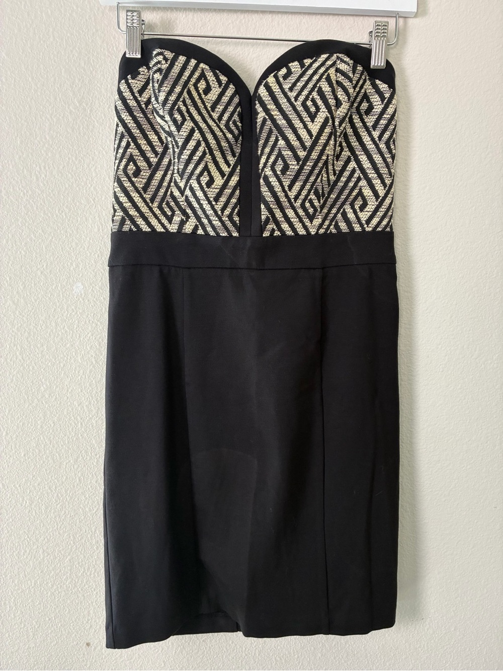 GUESS by Marciano Strapless Sheath Dress Size 10 Black & Ivory Cocktail Party